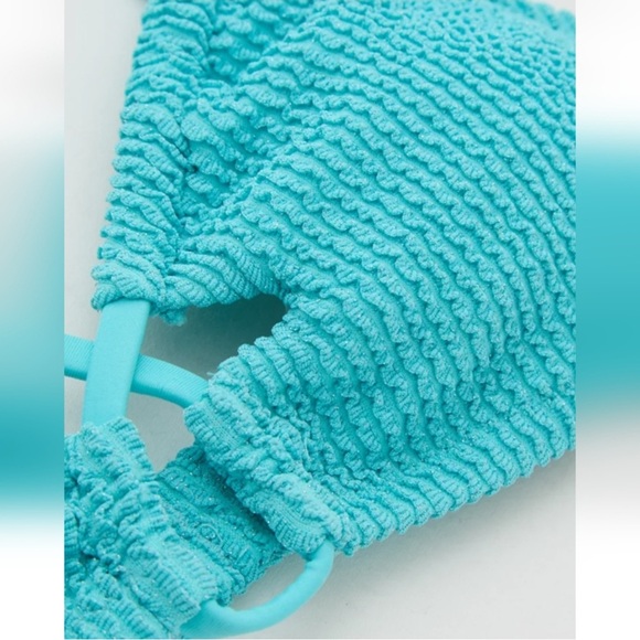 NWT Aerie Shimmery Crinkle Scoop Lace Up Bikini Top - Picture 3 of 6